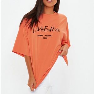 Orange La Vie drop shoulder oversized T-shirt